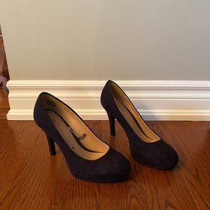 Black Suede Platform Heel